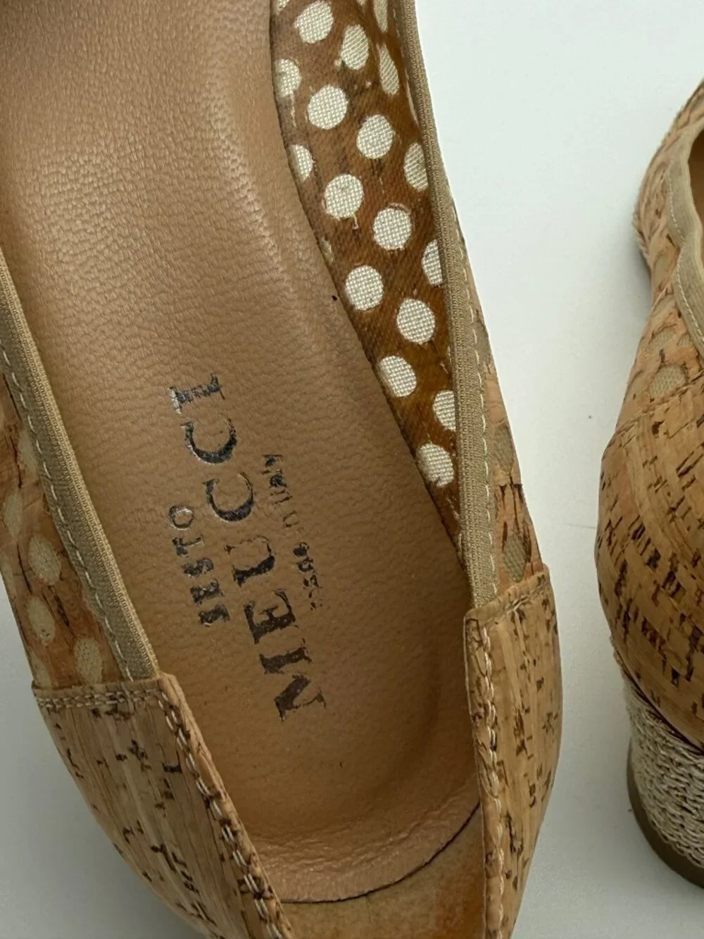 Meucci Made in Italy Cork Mesh Wedge Ballet Flats Size 9